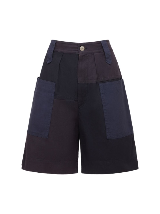 Marant Etoile: Patchwork-Shorts aus Baumwolle & Leinen „Kalerna“