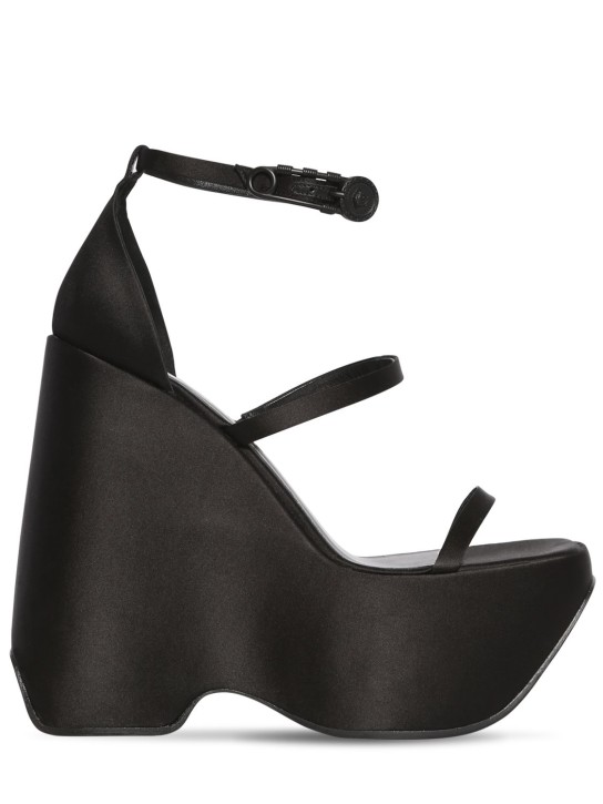 Versace: Sandales compensées en satin 160 mm