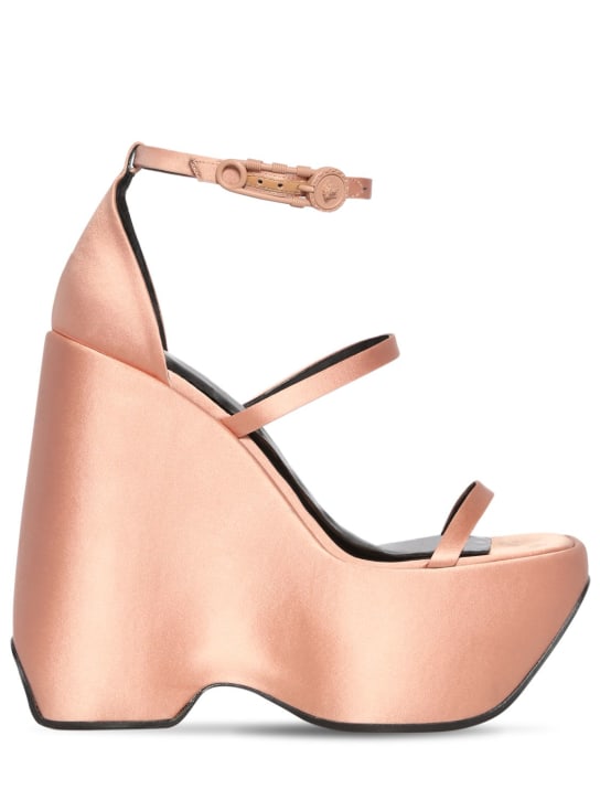 Versace: Sandales compensées en satin 160 mm