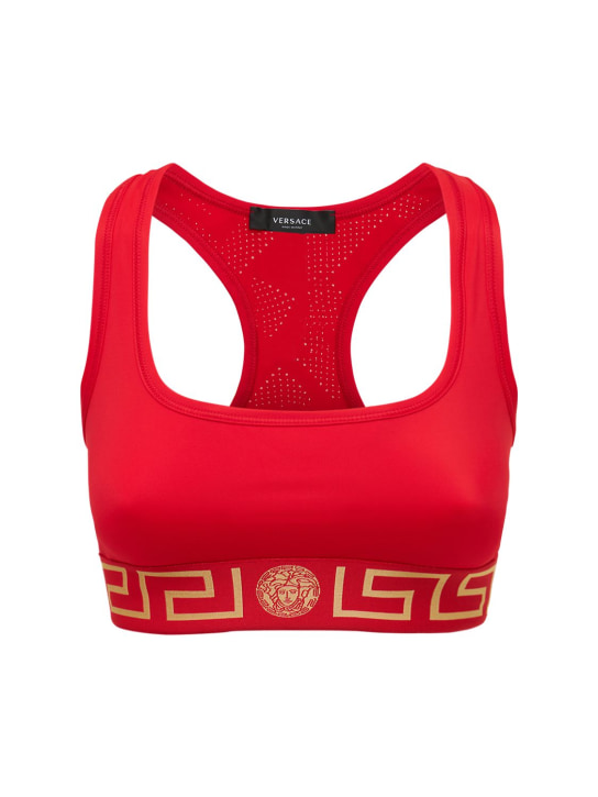 Versace - Brassière en tissu technique stretch à logo Greca