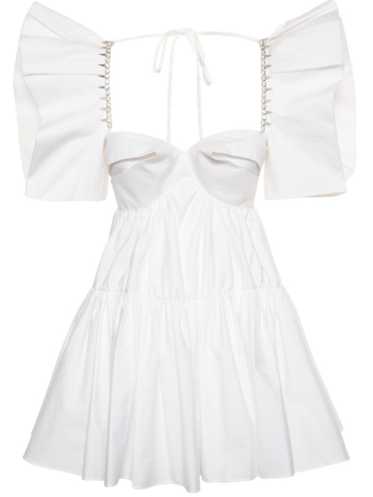 Area: Embellished trim poplin mini dress
