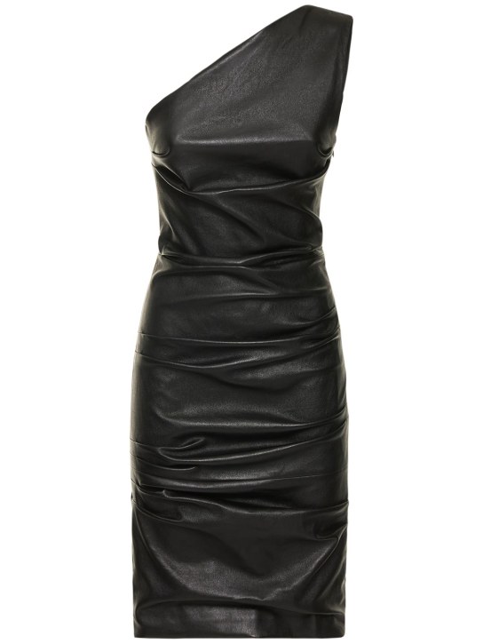 Michael Kors Collection: Vestito monospalla in pelle arricciata
