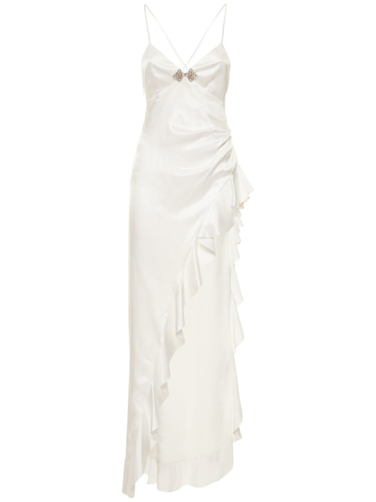 Alessandra Rich - Langes Kleid aus Seidensatin mit hohem Schlitz