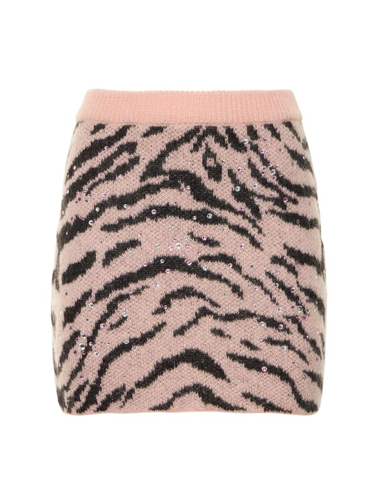 Alessandra Rich - Embellished zebra knit mini skirt