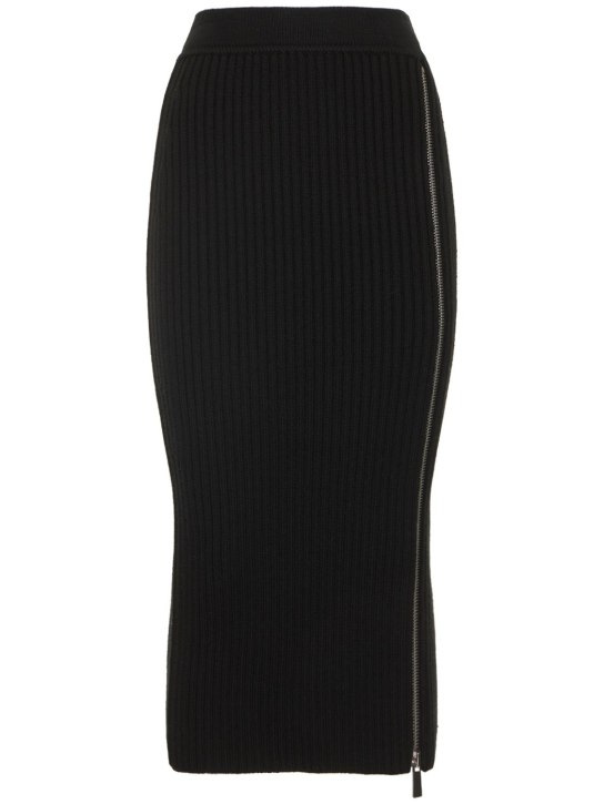 Michael Kors Collection - Jupe midi zippée en maille de laine côtelée