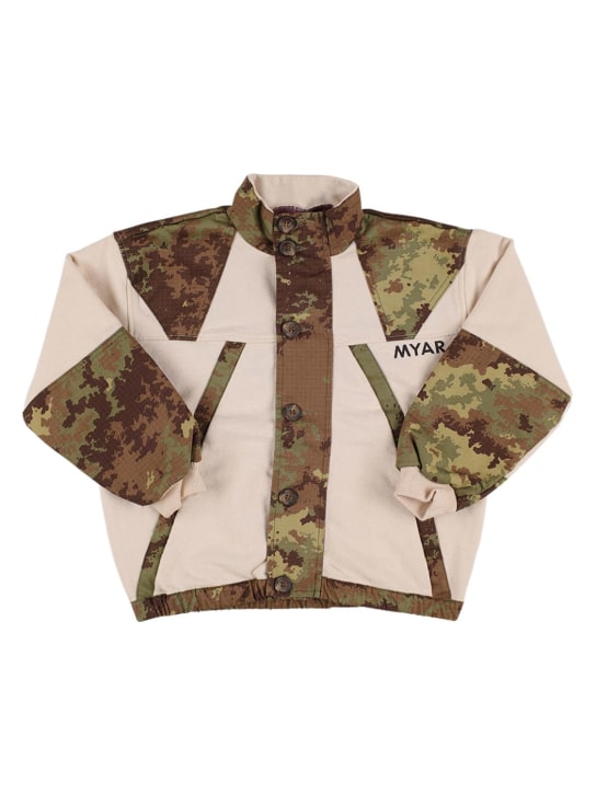 Myar: Veste en coton imprimé camouflage à logo