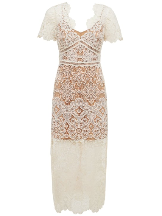 Self-portrait: Robe midi en dentelle florale