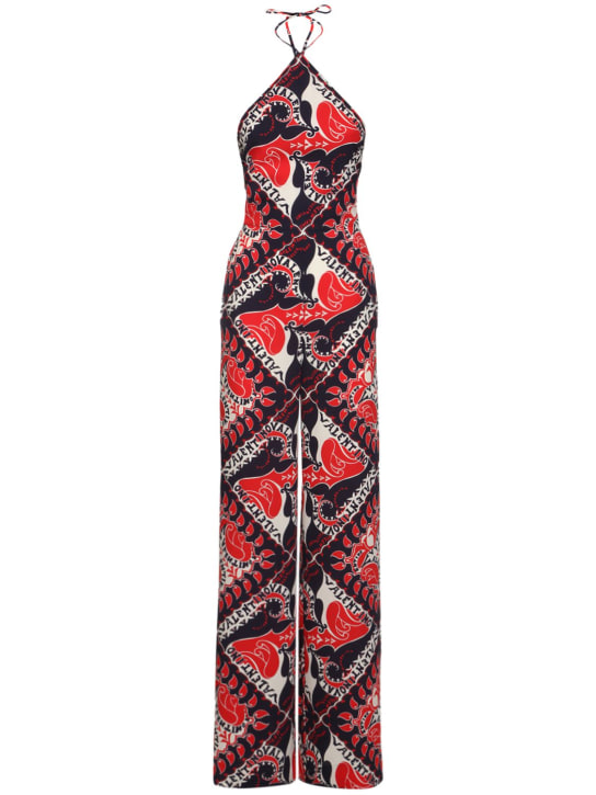 Valentino - Printed silk crêpe halter jumpsuit