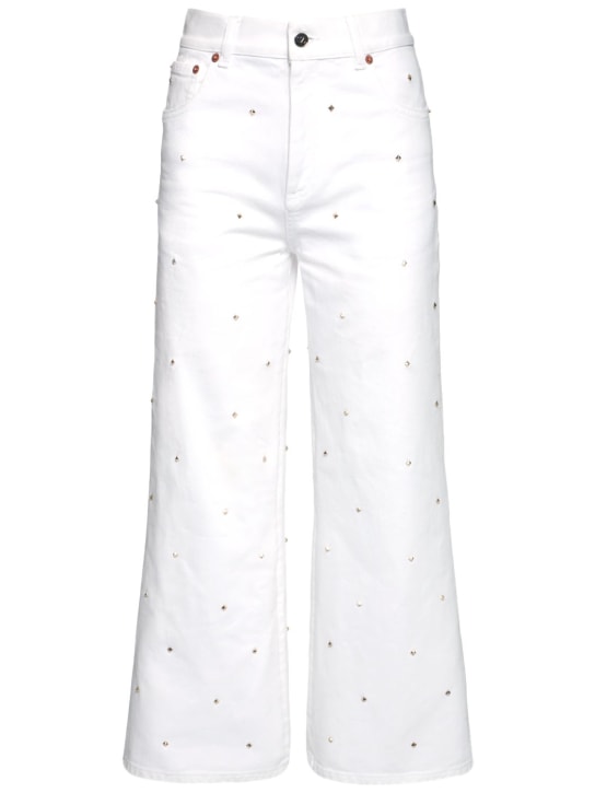 Valentino: Rockstud high rise denim wide jeans
