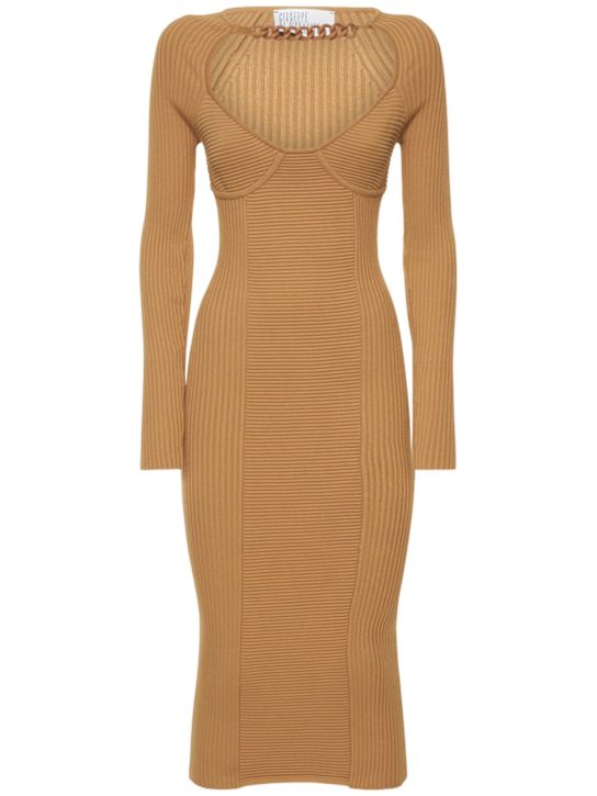Giuseppe Di Morabito - Vestito midi in viscosa a costine con catena