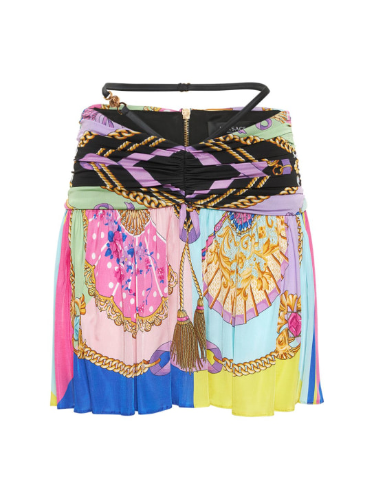 Versace - Jupe courte en viscose imprimée plissée Fan