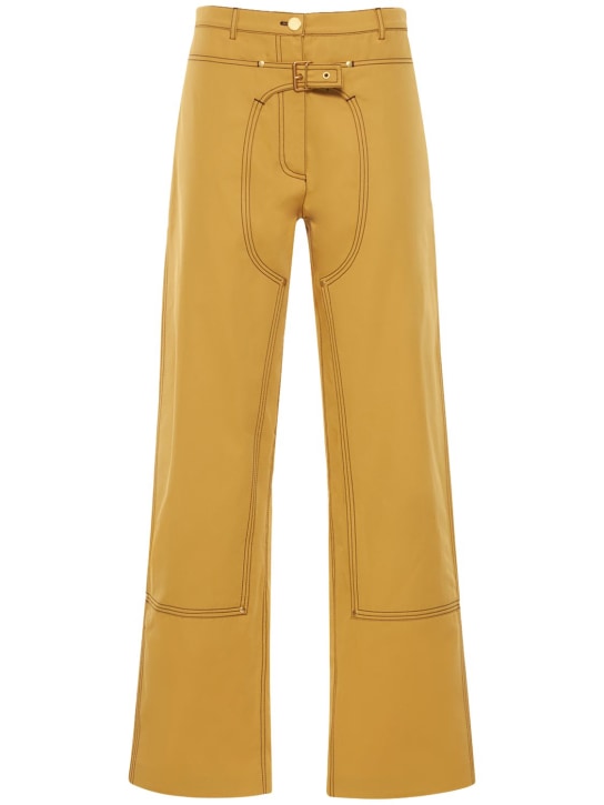 Stella McCartney - Pantaloni dritti in twill di cotone con fibbia