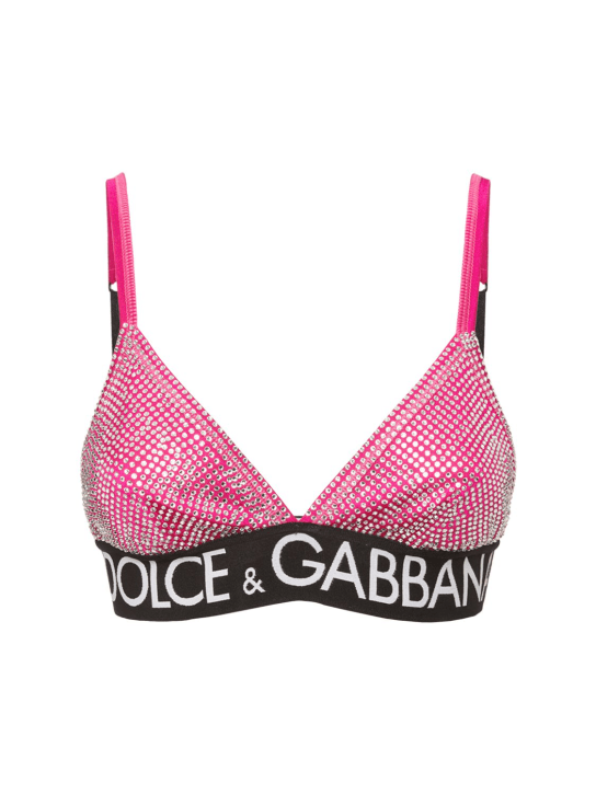 DOLCE & GABBANA: Brassière triangle en jersey embelli à logo