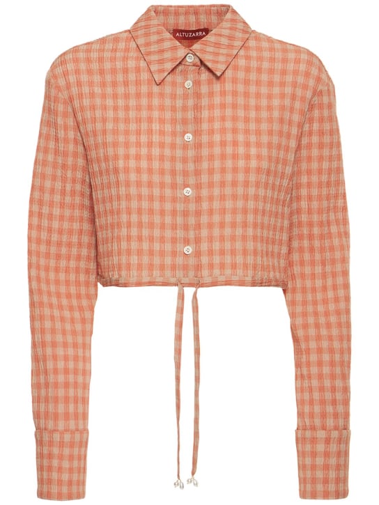 ALTUZARRA: Giacca cropped Polydora in seersucker gingham