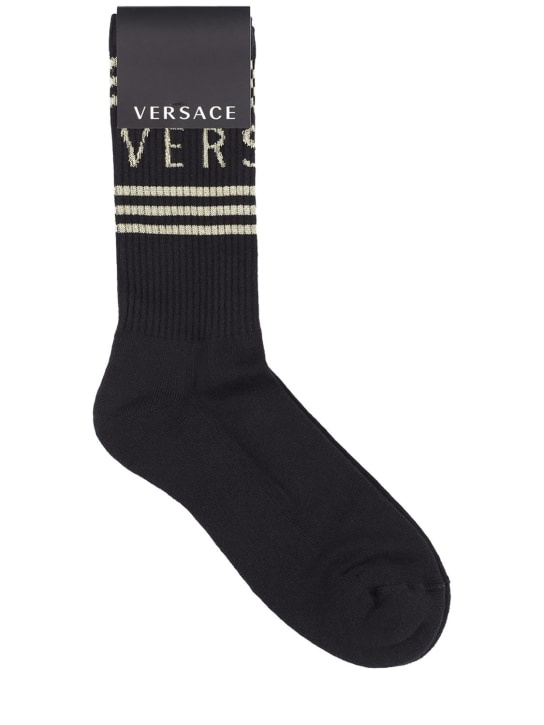 Versace - Chaussettes en coton intarsia à logo