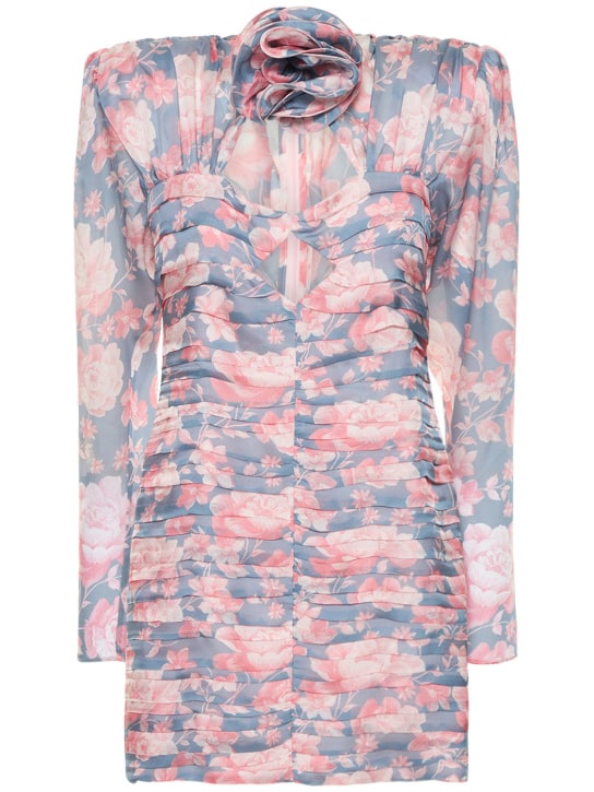 Magda Butrym - Vestido corto de seda estampada fruncida