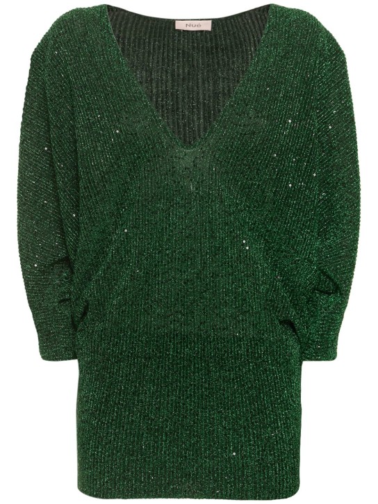 Nué: Kenza embellished plunge neck mini dress