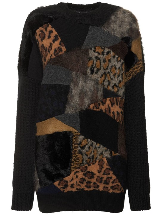 JUNYA WATANABE - Wool patchwork oversized knit jumper