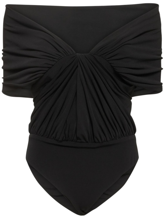 Brandon Maxwell - Off-the-shoulder draped jersey bodysuit
