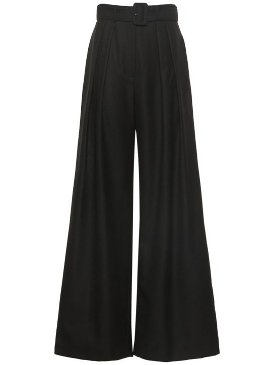 Brandon Maxwell: Pantaloni vita alta in twill di lana con cintura