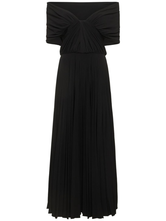 Brandon Maxwell - Off-shoulder draped jersey midi dress