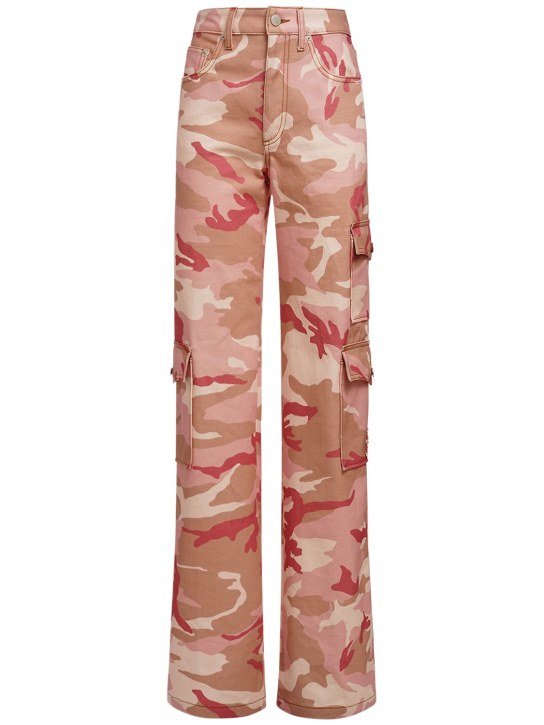 Alessandra Rich - Pantalones cargo de gabardina de algodón camuflaje