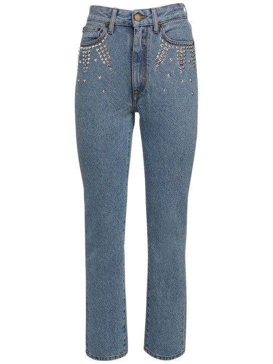 Alessandra Rich - Jeans rectos de denim de algodón