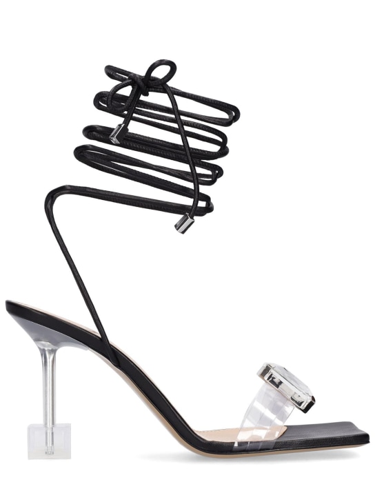 Mach & Mach: Sandales à lacets en cuir et PVC 95 mm
