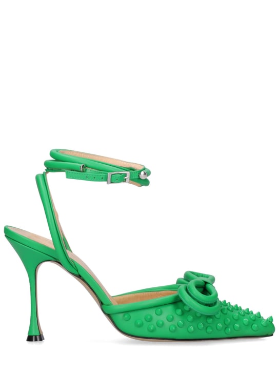 100mm Double bow leather pumps