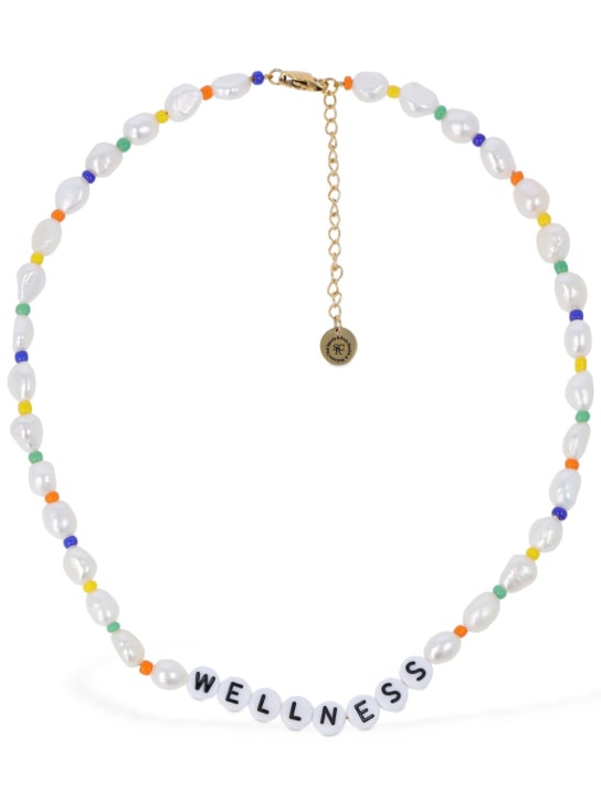 Sporty & Rich - Wellness faux pearl & bead necklace