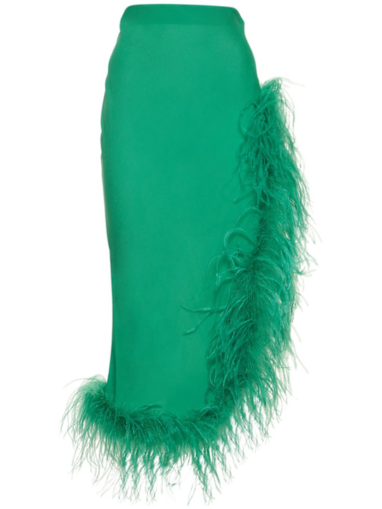 Giuseppe Di Morabito: Viscose midi skirt w/ feathers