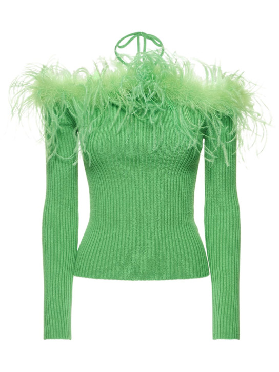 Giuseppe Di Morabito - Top in maglia di lana a costine / piume