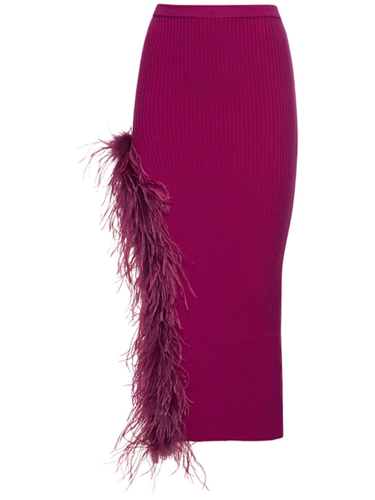 Giuseppe Di Morabito - Jupe midi en maille de laine avec plumes