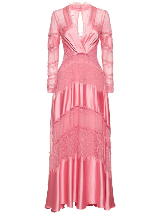 Zuhair Murad - Vestito in raso e pizzo con scollo a V