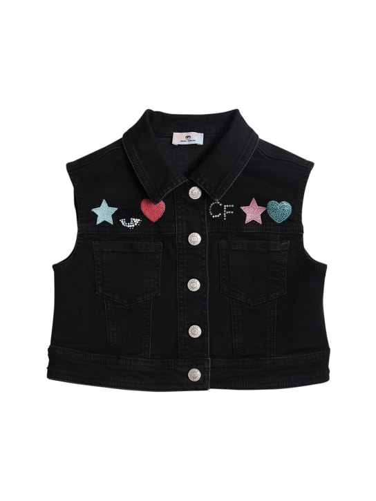 Chiara Ferragni - Gilet effet denim de coton à logo