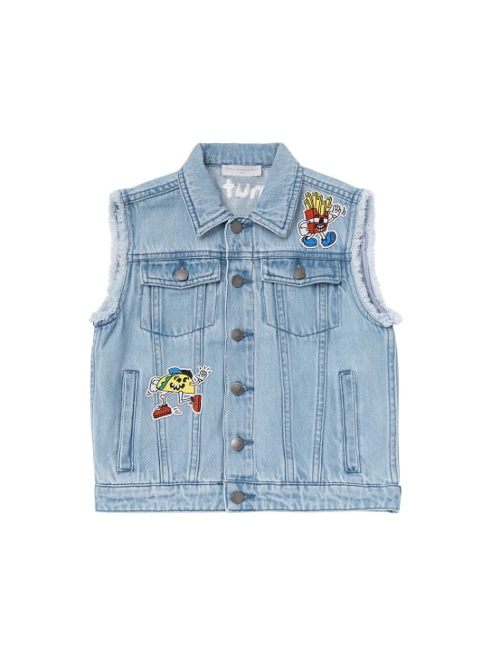 Stella McCartney Kids: Gilet in denim di cotone organico con patch