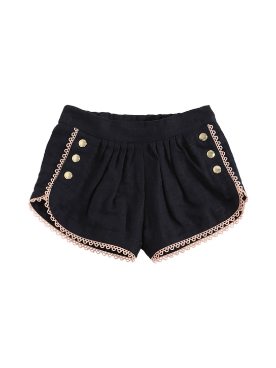 Chloé: Embroidered cotton & linen shorts