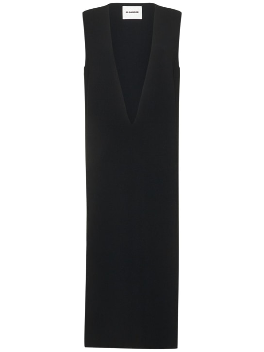 Jil Sander - Robe midi en interlock à col en V