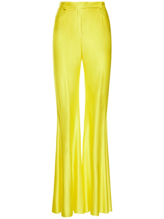 Alexandre Vauthier: Pantalon évasé en jersey brillant taille haute