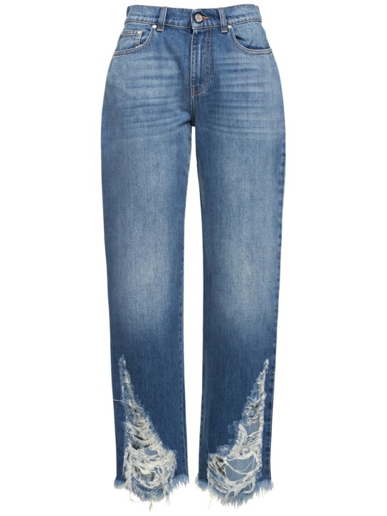 Stella McCartney - Jeans vita bassa in denim di cotone distressed