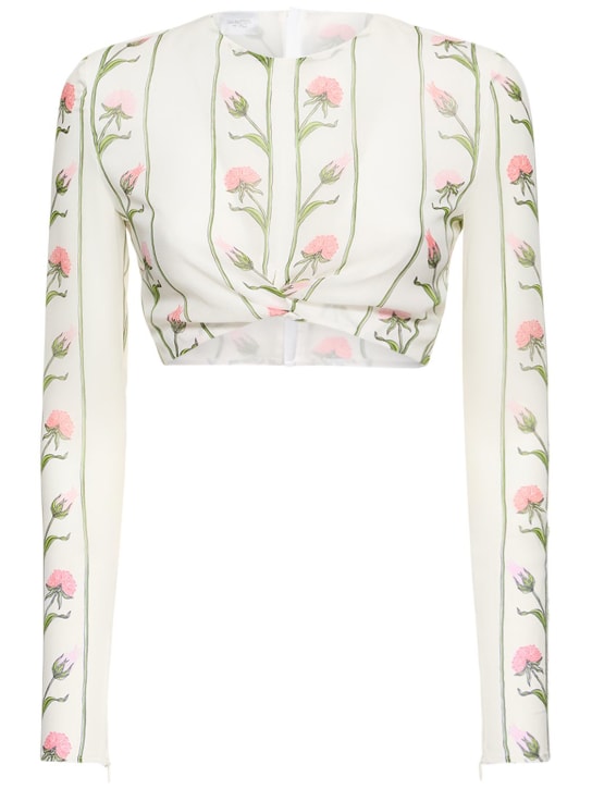 Giambattista Valli - Printed silk georgette crop top