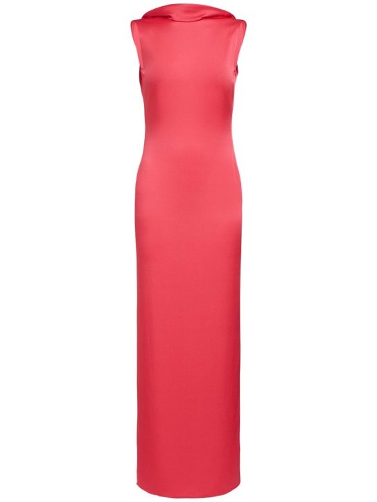 Versace - Robe midi dos nu en satin envers brillant
