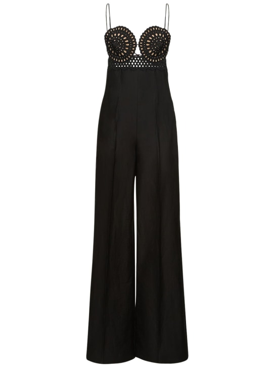 Stella McCartney: Combi en popeline de lin mélangé & top en dentelle