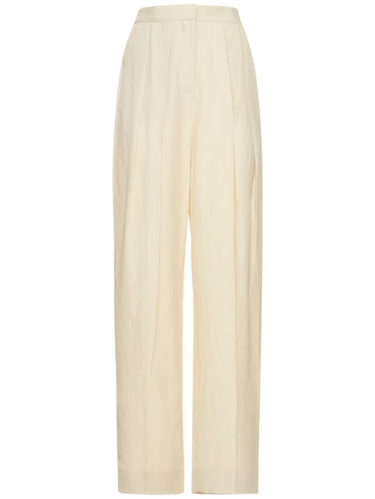Stella McCartney - Pantaloni dritti vita alta in lino e viscosa
