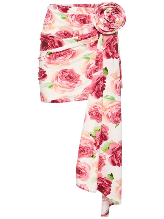 Magda Butrym - Draped printed viscose jersey mini skirt