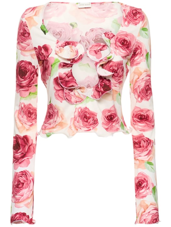 Magda Butrym: Crop top in jersey stampato / fiori
