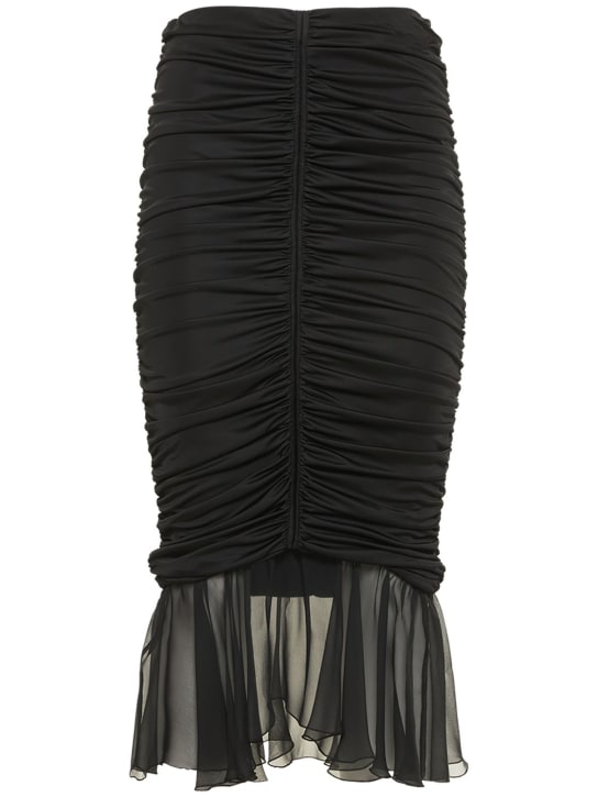 Blumarine: Drapierter Midirock aus Jersey und Chiffon