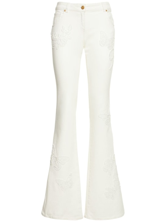 Blumarine - Bestickte Denimjeans mit niedrigem Bund