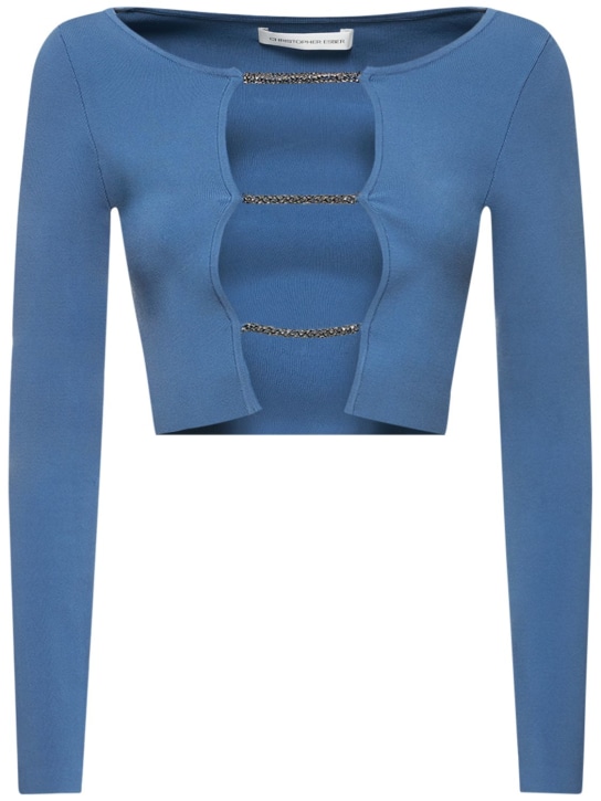Christopher Esber: Crystal cutout rib jersey top