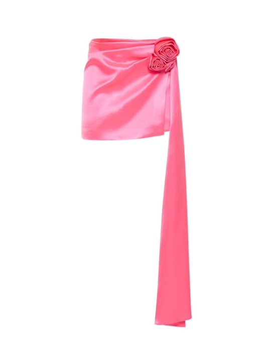 Magda Butrym - Silk satin draped mini skirt w/ flower
